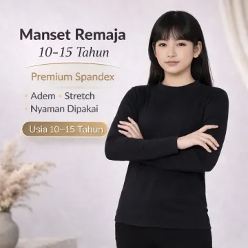 Baju Manset Lengan Panjang Anak Remaja Hitam Usia 10–15 tahun - Yasta Fashion