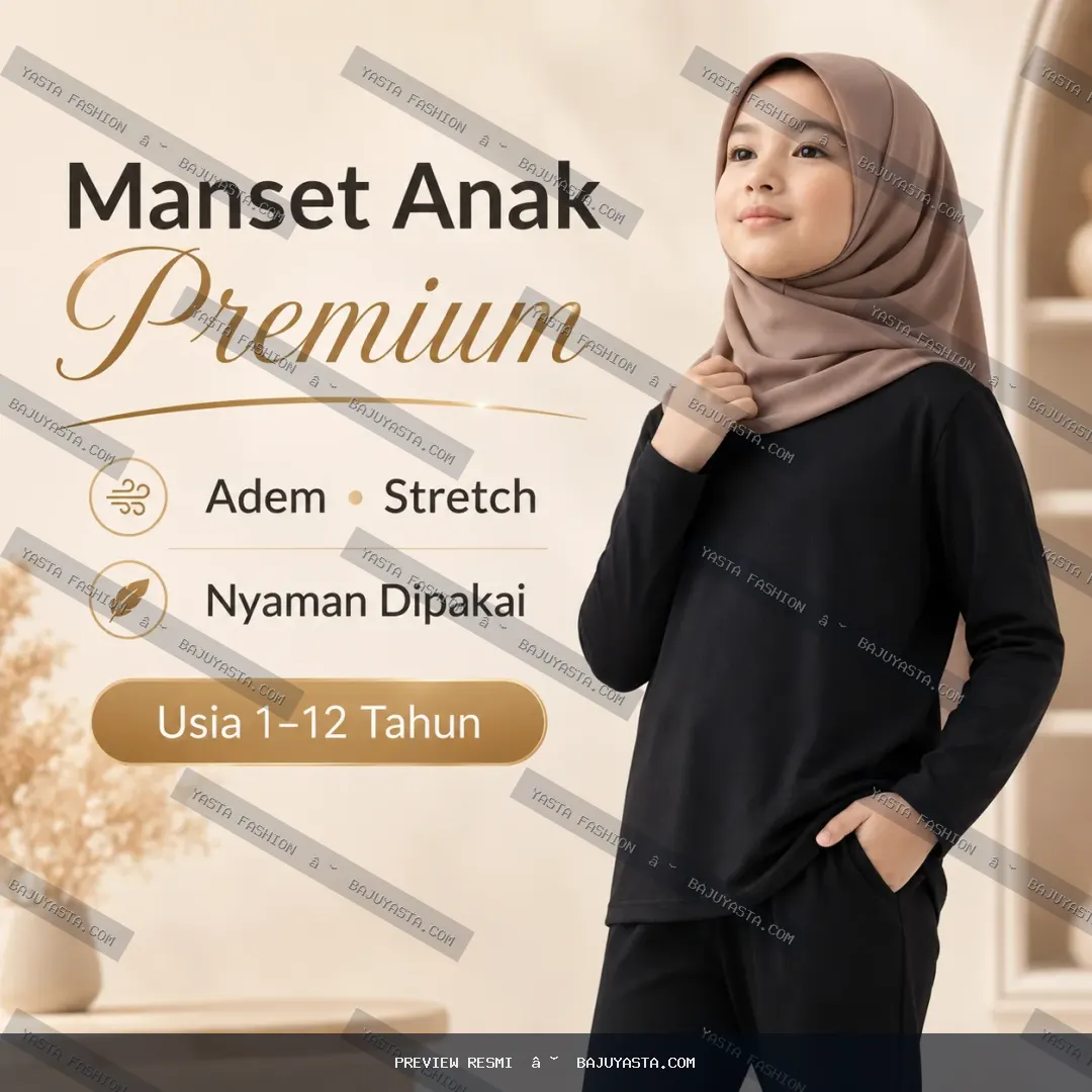 Manset Anak Hitam – Lembut, Adem, Tidak Panas, Usia 1–8 Tahun | Yasta Fashion