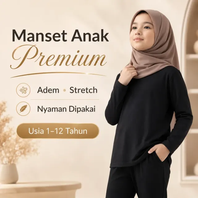 Manset Anak Hitam – Lembut, Adem, Tidak Panas, Usia 1–9 tahun | Yasta Fashion
