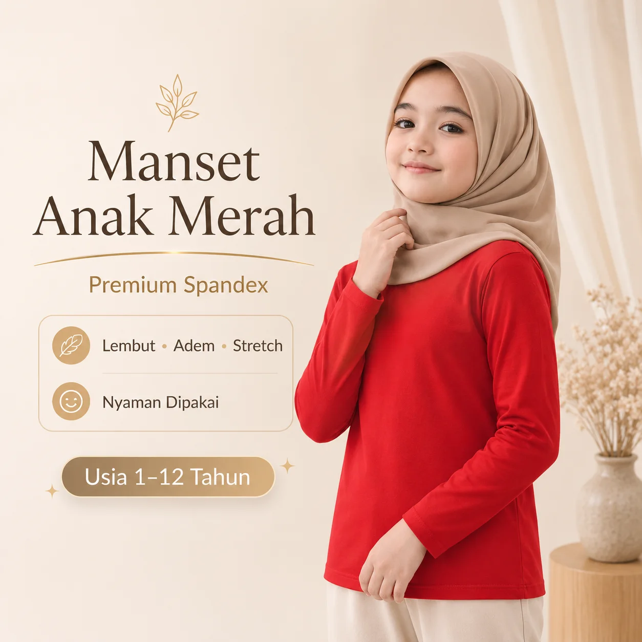 Manset Anak Merah Spandex Premium Adem dan Stretch | Yasta Fashion