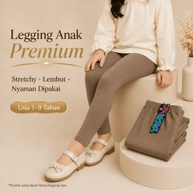 Legging Anak Premium  untuk Usia 1-9 Tahun Stretchy Lembut Warna Coklat