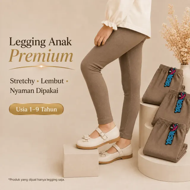 Legging Anak Premium  untuk Usia 1-9 Tahun Stretchy Lembut Warna Coklat