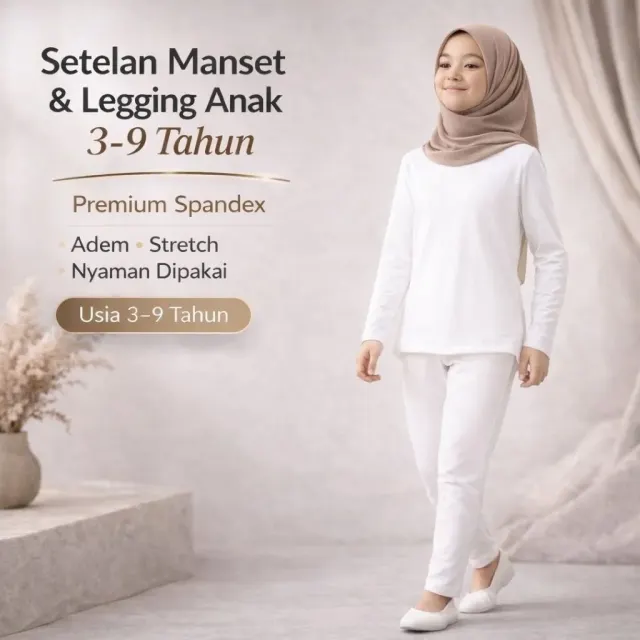 Baju Setelan Manset Legging Anak 1–9 tahun Warna Putih - Pakaian Anak Yasta Fashion