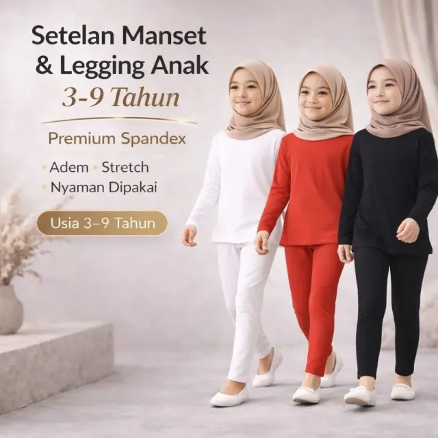 Baju Setelan Manset dan Legging Anak 1–9 tahun | Stelan Atasan Anak | Yasta Fashion