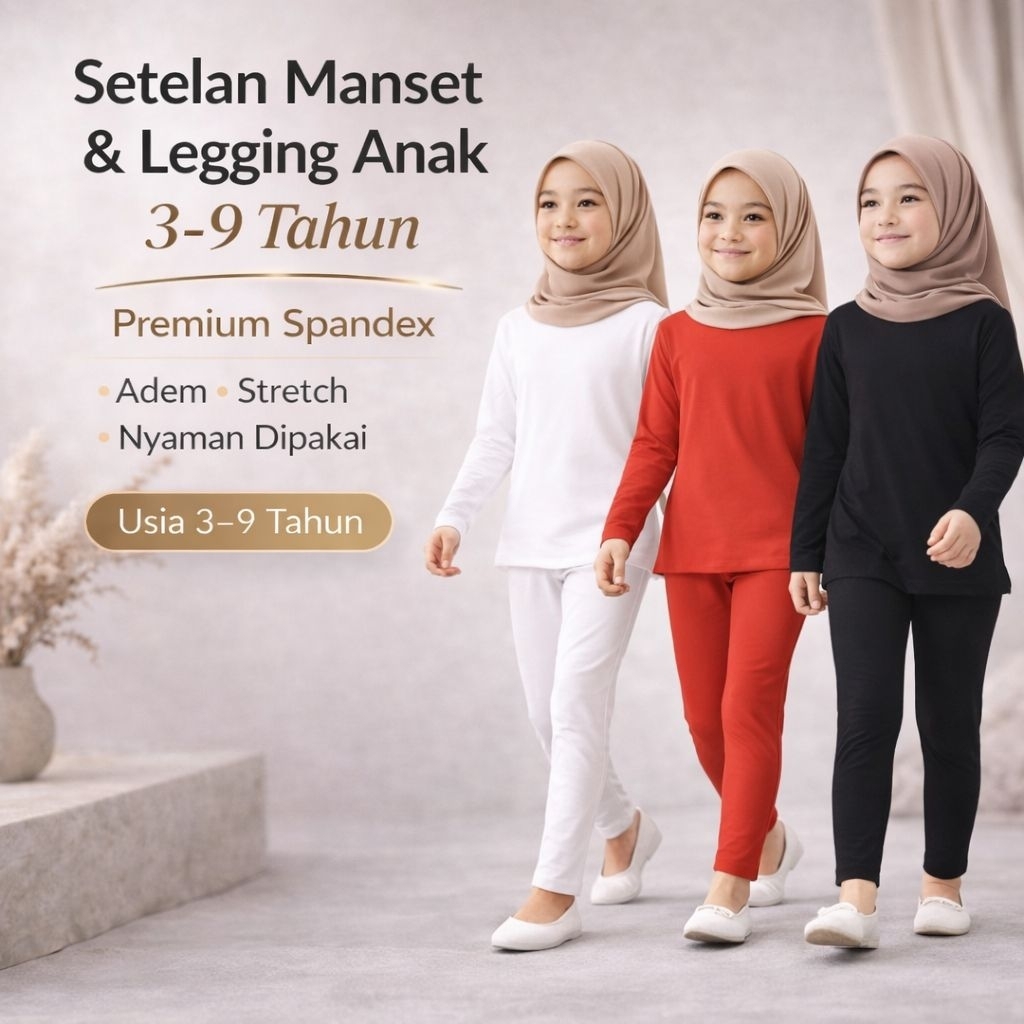 Baju Setelan Manset dan Legging Anak 3-9 Tahun | Stelan Atasan Anak | Yasta Fashion