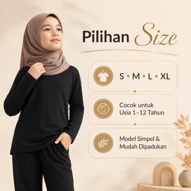 Manset Anak Hitam – Lembut, Adem, Tidak Panas, Usia 1–9 tahun | Yasta Fashion