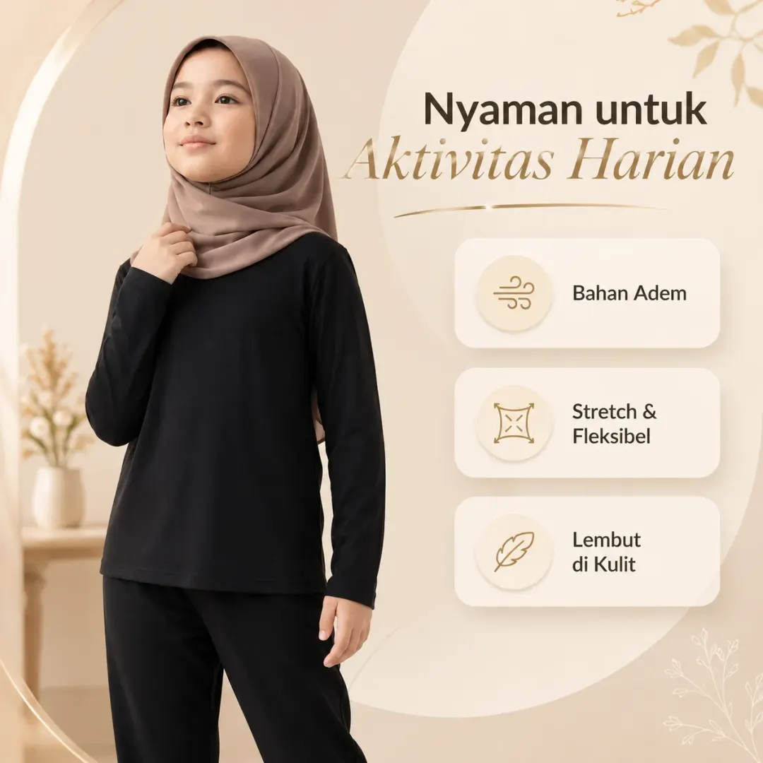 Manset Anak Hitam – Lembut, Adem, Tidak Panas, Usia 1–8 Tahun | Yasta Fashion