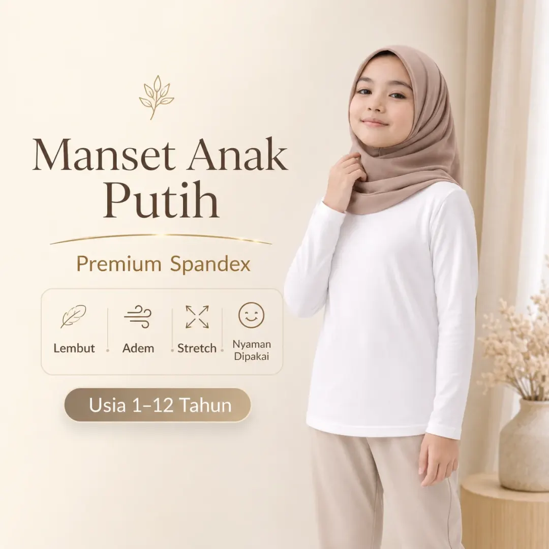 Manset Anak Putih Spandex Premium Adem & Stretch | Yasta Fashion