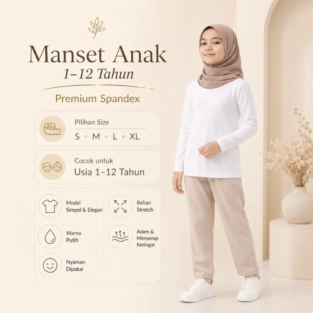 Manset Anak Putih Spandex Premium Adem & Stretch | Yasta Fashion