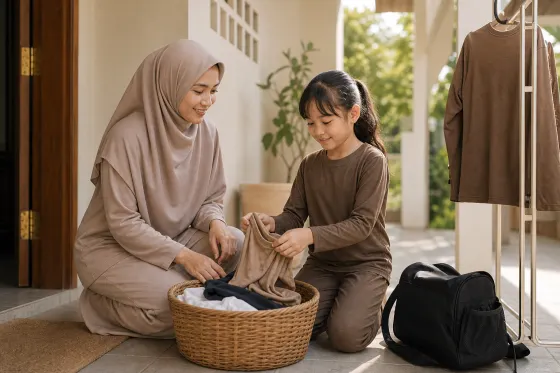 Mengajak Anak Menata Baju Ganti Setelah Ekskul: Rutinitas Kecil agar Tas Tidak Menumpuk