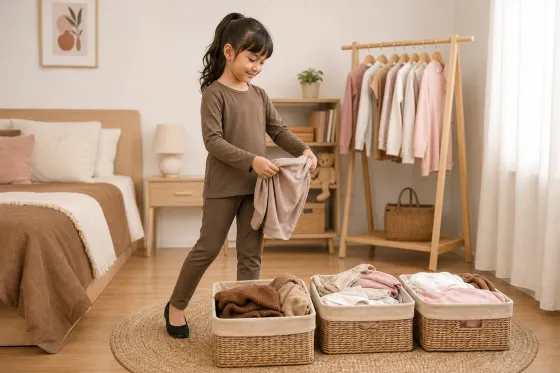 Mengajarkan Anak Memilah Pakaian Setelah Pulang: Keranjang “Masih Bisa Dipakai”, “Cuci”, dan “Perlu Ditanya”