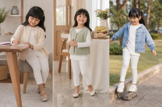 3 Padu Padan Setelan Putih Anak untuk Kegiatan Pagi hingga Sore