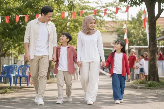 Outfit Keluarga saat Menonton Lomba 17-an di Lingkungan Rumah: Santai, Sopan, dan Siap Cuaca Panas