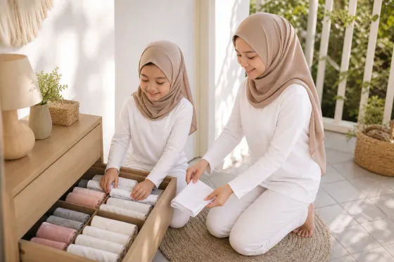 Cara Menyimpan Setelan Manset dan Legging Anak agar Pagi Hari Tidak Sibuk Mencari Pasangannya