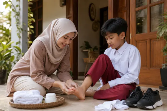 Kaki Anak Lecet setelah Latihan atau Lomba: Perawatan Dasar di Rumah dan Tanda yang Perlu Diperiksakan