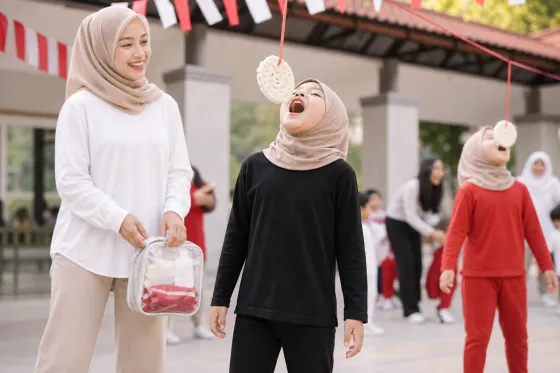 Pakaian Anak untuk Lomba Makan Kerupuk: Kerah Nyaman, Lengan Tidak Mengganggu, dan Mudah Dicuci