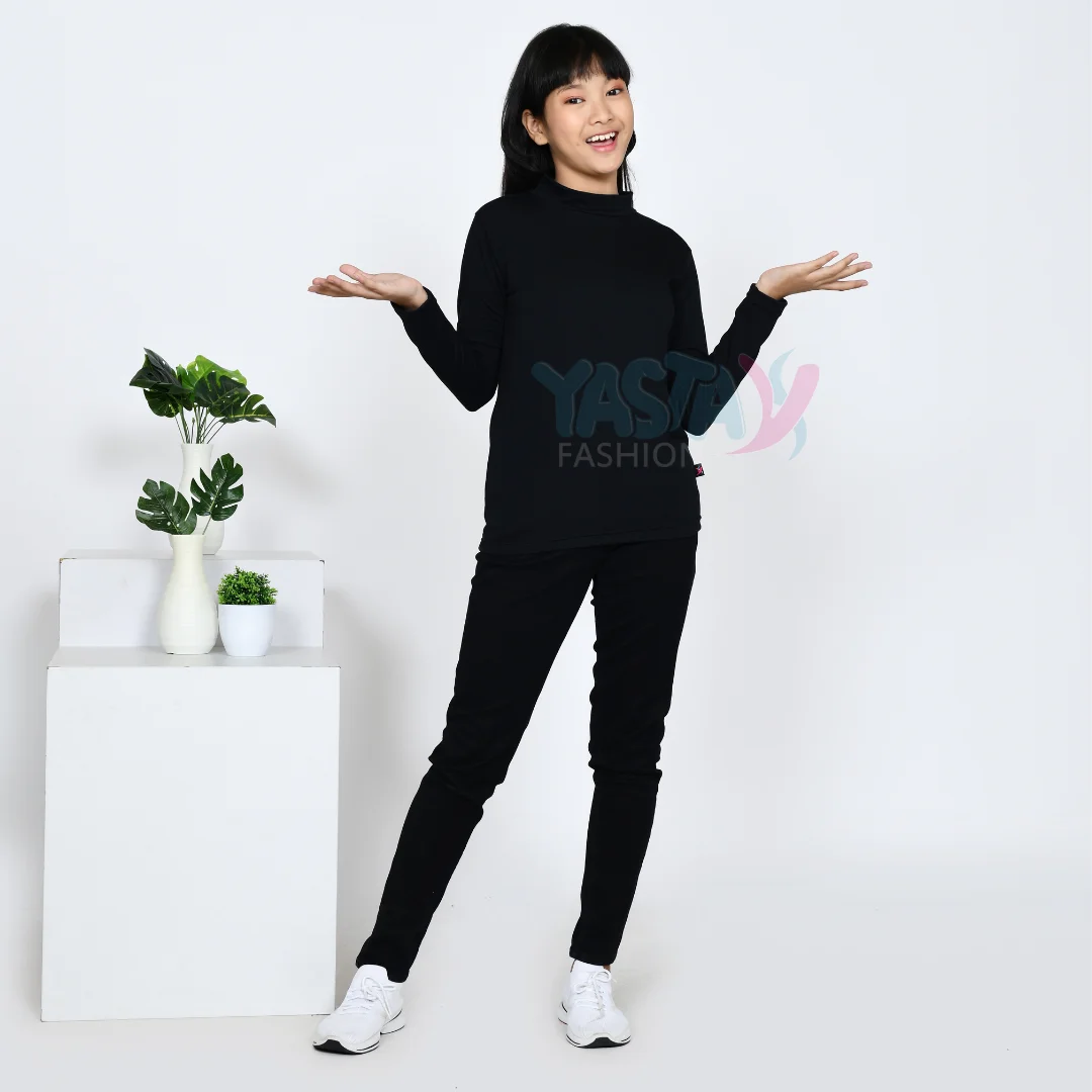 Manset Lengan Panjang Premium Anak Remaja Hitam Usia 10-15 Tahun