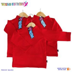 Manset Lengan Panjang Anak, Warna Merah, dan 1-8 Tahun