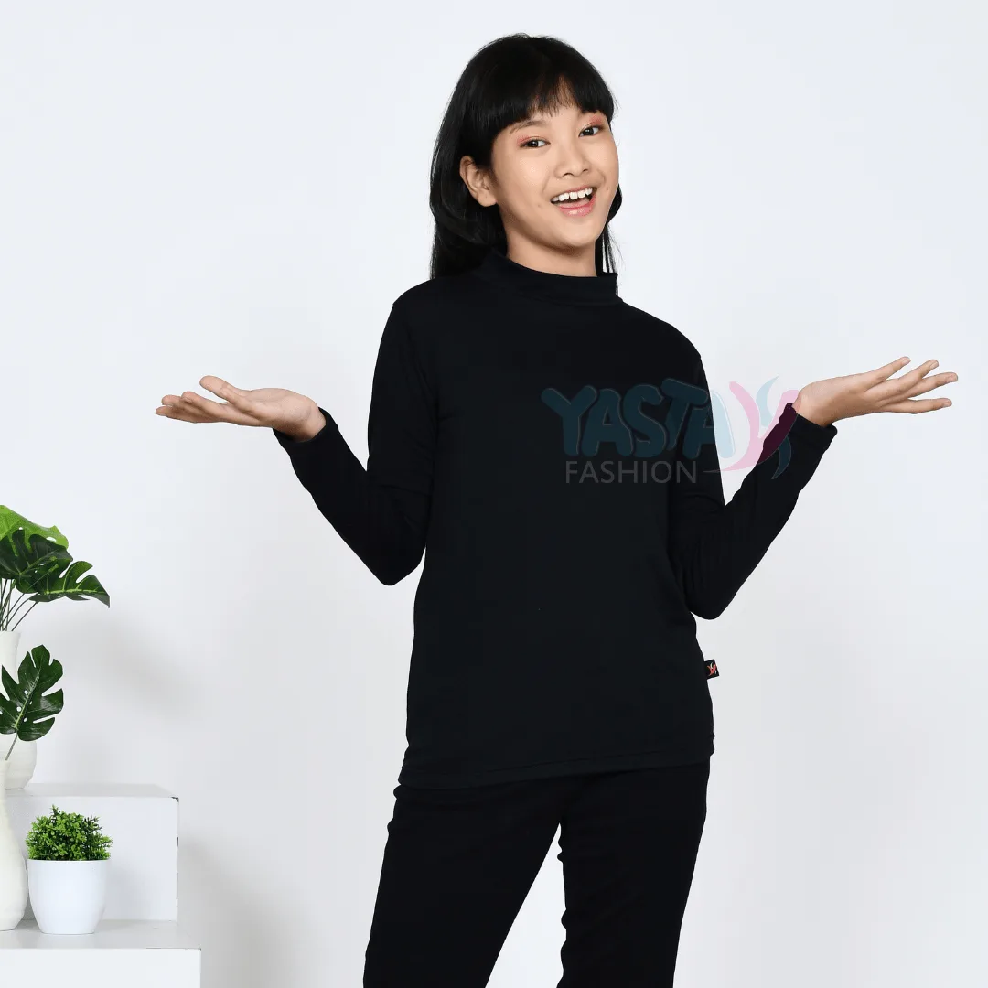 Baju Manset Lengan Panjang Premium Anak Remaja Hitam Usia 10-15 Tahun