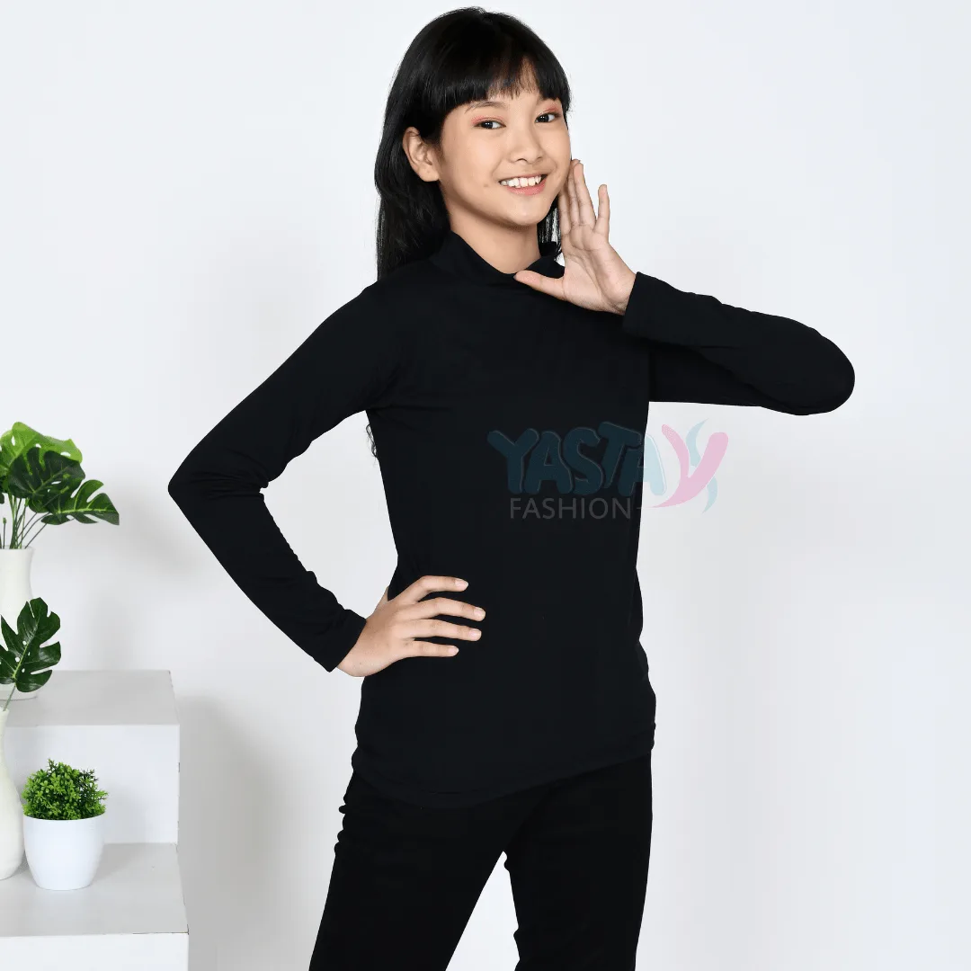 Baju Manset Lengan Panjang Premium Anak Remaja Hitam Usia 10-15 Tahun