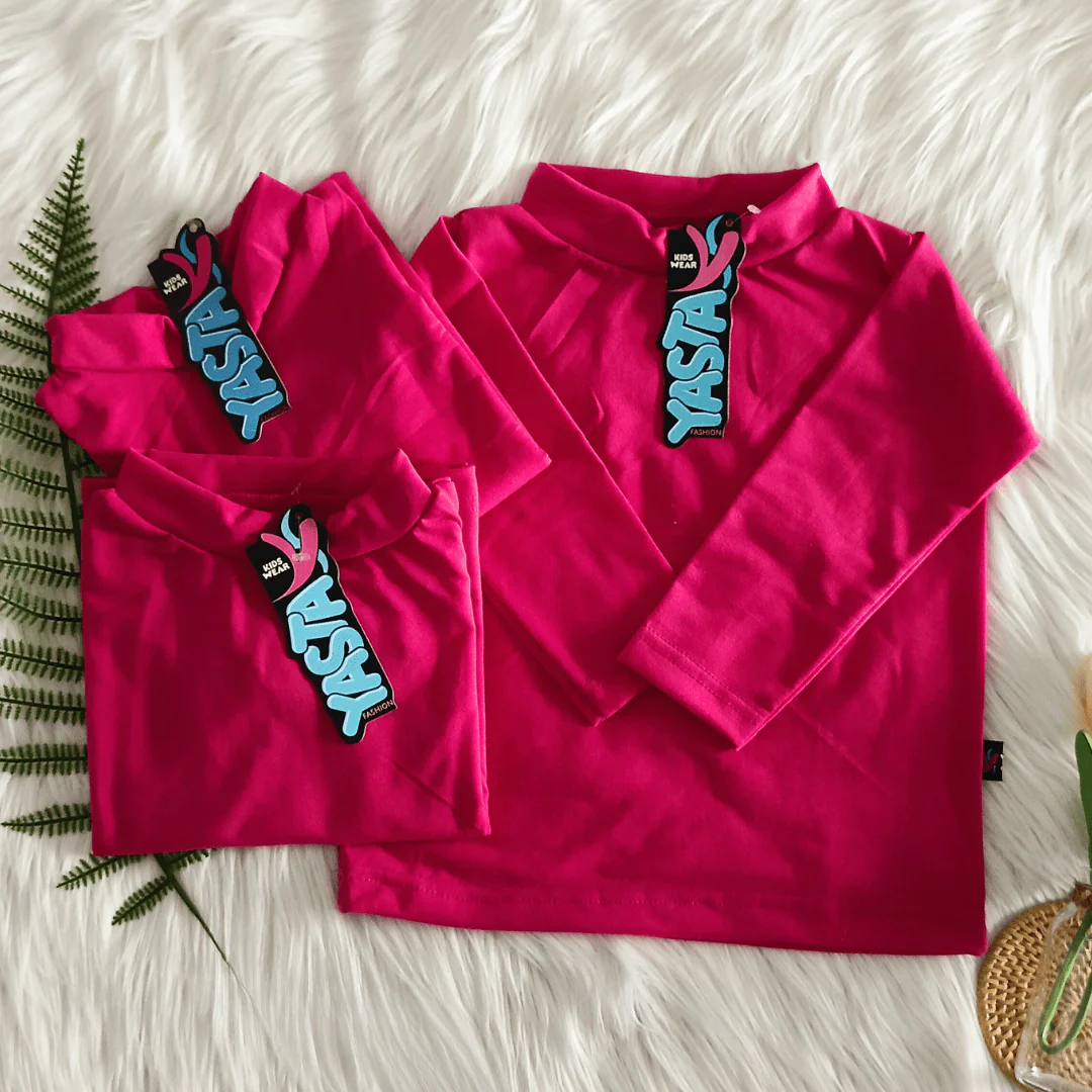 Manset Anak Perempuan Warna Pink 1-8 tahun Lengan Panjang
