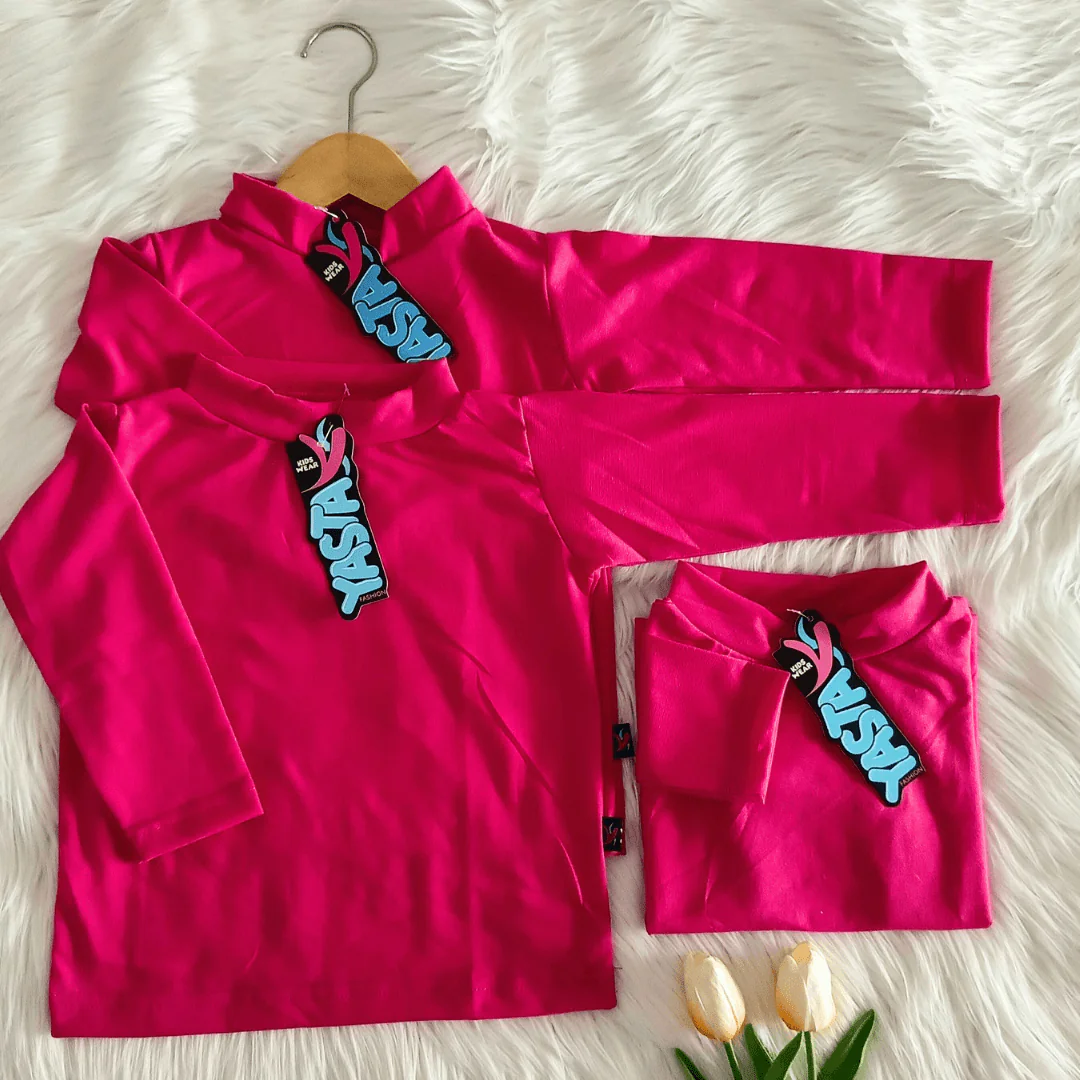 Manset Anak Perempuan Warna Pink 1-8 tahun Lengan Panjang