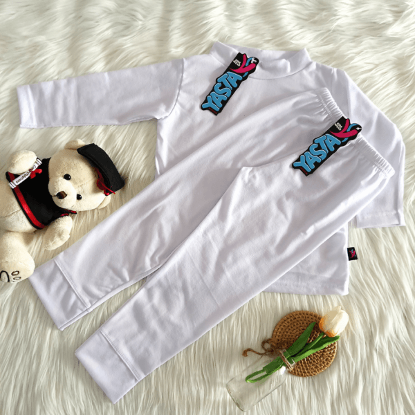 Setelan Manset & Legging Anak Putih Usia 3-9 Tahun