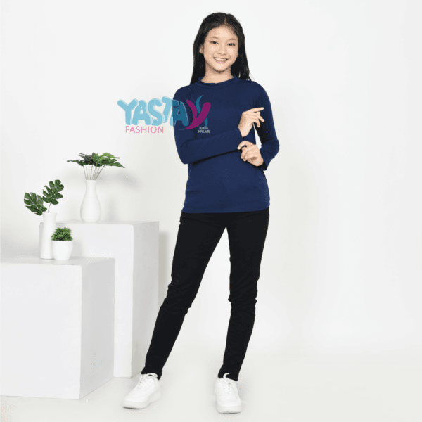 Manset Lengan Panjang Anak Remaja Warna Biru Navy Usia 10-15 Tahun - Yasta Fashion