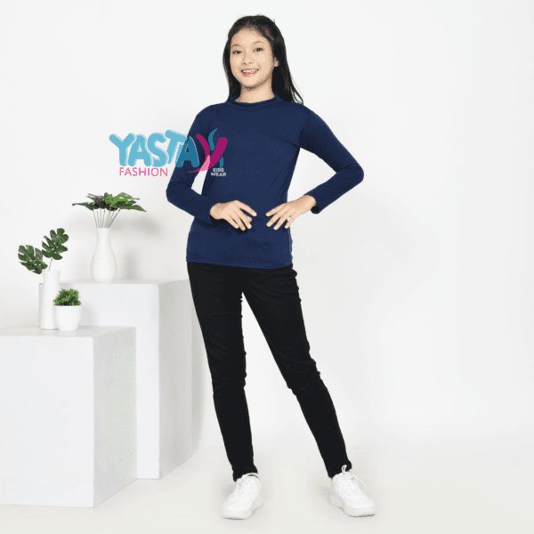 Manset Lengan Panjang Anak Remaja Warna Biru Navy Usia 10-15 Tahun - Yasta Fashion