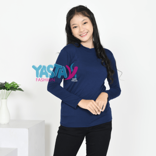 Manset Lengan Panjang Anak Remaja Warna Biru Navy Usia 10-15 Tahun - Yasta Fashion