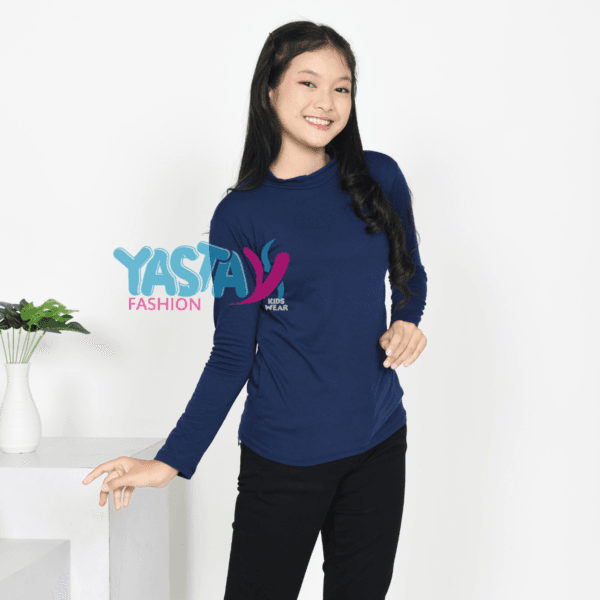 Manset Lengan Panjang Anak Remaja Warna Biru Navy Usia 10-15 Tahun - Yasta Fashion