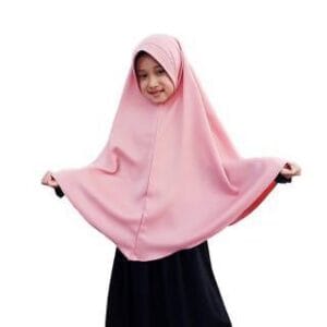 Kerudung Anak Syari Polos Maryam Pink Peach untuk Usia 3-9 Tahun