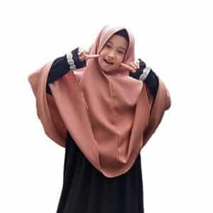 Kerudung Instan Anak Jilbab Syari Anak Polos 3-8 Tahun Warna Coklat Milo